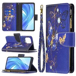 Purple Butterfly Binfen Color BF03 Retro Zipper Leather Wallet Phone Case for Xiaomi Mi 11 Lite