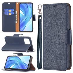 Classic Luxury Litchi Leather Phone Wallet Case for Xiaomi Mi 11 Lite - Blue