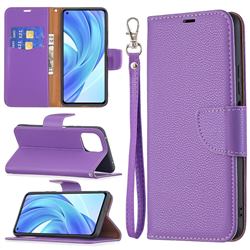 Classic Luxury Litchi Leather Phone Wallet Case for Xiaomi Mi 11 Lite - Purple