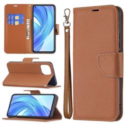 Classic Luxury Litchi Leather Phone Wallet Case for Xiaomi Mi 11 Lite - Brown