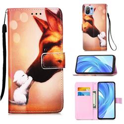 Hound Kiss Matte Leather Wallet Phone Case for Xiaomi Mi 11 Lite