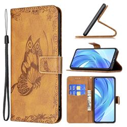 Binfen Color Imprint Vivid Butterfly Leather Wallet Case for Xiaomi Mi 11 Lite - Brown