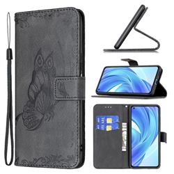 Binfen Color Imprint Vivid Butterfly Leather Wallet Case for Xiaomi Mi 11 Lite - Black