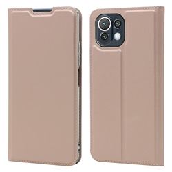 Ultra Slim Card Magnetic Automatic Suction Leather Wallet Case for Xiaomi Mi 11 Lite - Rose Gold