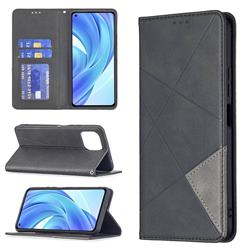 Prismatic Slim Magnetic Sucking Stitching Wallet Flip Cover for Xiaomi Mi 11 Lite - Black