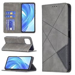 Prismatic Slim Magnetic Sucking Stitching Wallet Flip Cover for Xiaomi Mi 11 Lite - Gray