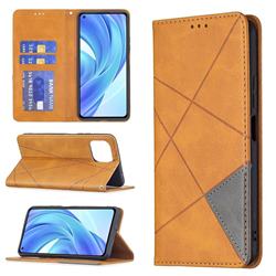 Prismatic Slim Magnetic Sucking Stitching Wallet Flip Cover for Xiaomi Mi 11 Lite - Yellow