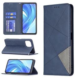 Prismatic Slim Magnetic Sucking Stitching Wallet Flip Cover for Xiaomi Mi 11 Lite - Blue