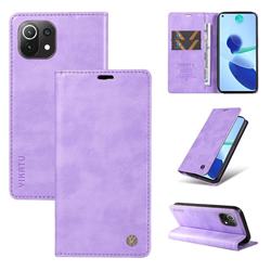 YIKATU Litchi Card Magnetic Automatic Suction Leather Flip Cover for Xiaomi Mi 11 Lite - Purple