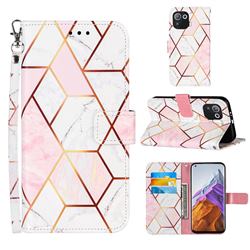 Pink White Stitching Color Marble Leather Wallet Case for Xiaomi Mi 11 Pro