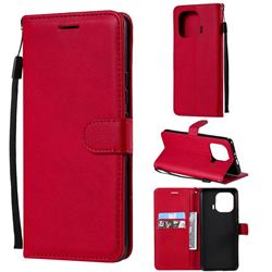 Retro Greek Classic Smooth PU Leather Wallet Phone Case for Xiaomi Mi 11 Pro - Red