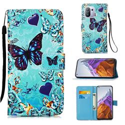 Love Butterfly Matte Leather Wallet Phone Case for Xiaomi Mi 11 Pro