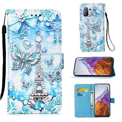 Tower Butterfly Matte Leather Wallet Phone Case for Xiaomi Mi 11 Pro