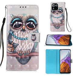 Sweet Gray Owl 3D Painted Leather Wallet Case for Xiaomi Mi 11 Pro