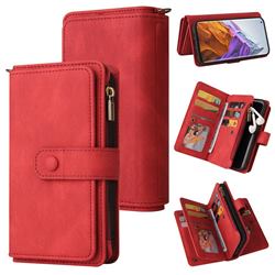 Luxury Multi-functional Zipper Wallet Leather Phone Case Cover for Xiaomi Mi 11 Pro - Red