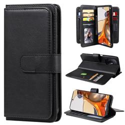 Multi-function Ten Card Slots and Photo Frame PU Leather Wallet Phone Case Cover for Xiaomi Mi 11T / 11T Pro - Black