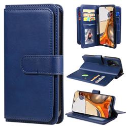 Multi-function Ten Card Slots and Photo Frame PU Leather Wallet Phone Case Cover for Xiaomi Mi 11T / 11T Pro - Dark Blue