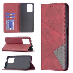 Prismatic Slim Magnetic Sucking Stitching Wallet Flip Cover for Xiaomi Mi 11T / 11T Pro - Red