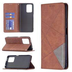 Prismatic Slim Magnetic Sucking Stitching Wallet Flip Cover for Xiaomi Mi 11T / 11T Pro - Brown