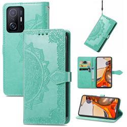 Embossing Imprint Mandala Flower Leather Wallet Case for Xiaomi Mi 11T / 11T Pro - Green