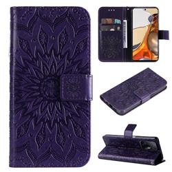Embossing Sunflower Leather Wallet Case for Xiaomi Mi 11T / 11T Pro - Purple