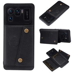 Retro Multifunction Card Slots Stand Leather Coated Phone Back Cover for Xiaomi Mi 11 Ultra - Black