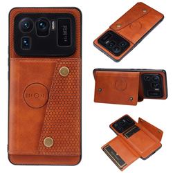 Retro Multifunction Card Slots Stand Leather Coated Phone Back Cover for Xiaomi Mi 11 Ultra - Brown