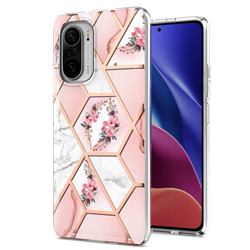 Pink Flower Marble Electroplating Protective Case Cover for Xiaomi Mi 11i / Poco F3