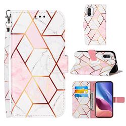 Pink White Stitching Color Marble Leather Wallet Case for Xiaomi Mi 11i / Poco F3