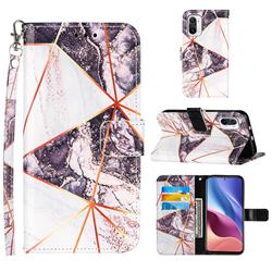 Black and White Stitching Color Marble Leather Wallet Case for Xiaomi Mi 11i / Poco F3