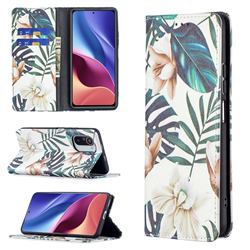 Flower Leaf Slim Magnetic Attraction Wallet Flip Cover for Xiaomi Mi 11i / Poco F3