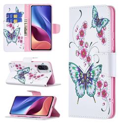 Peach Butterflies Leather Wallet Case for Xiaomi Mi 11i / Poco F3