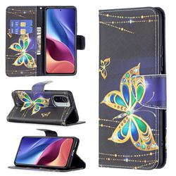 Golden Shining Butterfly Leather Wallet Case for Xiaomi Mi 11i / Poco F3