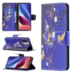 Purple Butterfly Leather Wallet Case for Xiaomi Mi 11i / Poco F3