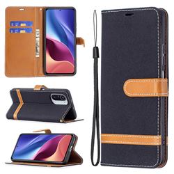 Jeans Cowboy Denim Leather Wallet Case for Xiaomi Mi 11i / Poco F3 - Black