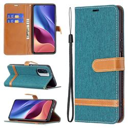 Jeans Cowboy Denim Leather Wallet Case for Xiaomi Mi 11i / Poco F3 - Green