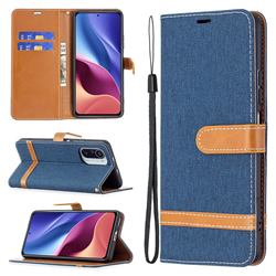 Jeans Cowboy Denim Leather Wallet Case for Xiaomi Mi 11i / Poco F3 - Dark Blue