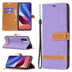 Jeans Cowboy Denim Leather Wallet Case for Xiaomi Mi 11i / Poco F3 - Purple