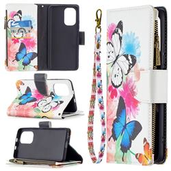 Vivid Flying Butterflies Binfen Color BF03 Retro Zipper Leather Wallet Phone Case for Xiaomi Mi 11i / Poco F3