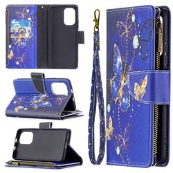 Purple Butterfly Binfen Color BF03 Retro Zipper Leather Wallet Phone Case for Xiaomi Mi 11i / Poco F3