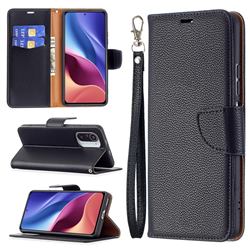 Classic Luxury Litchi Leather Phone Wallet Case for Xiaomi Mi 11i / Poco F3 - Black