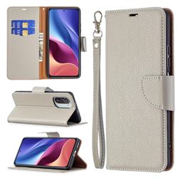 Classic Luxury Litchi Leather Phone Wallet Case for Xiaomi Mi 11i / Poco F3 - Gray
