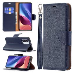 Classic Luxury Litchi Leather Phone Wallet Case for Xiaomi Mi 11i / Poco F3 - Blue