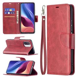 Classic Sheepskin PU Leather Phone Wallet Case for Xiaomi Mi 11i / Poco F3 - Red