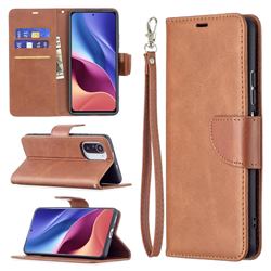 Classic Sheepskin PU Leather Phone Wallet Case for Xiaomi Mi 11i / Poco F3 - Brown