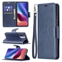 Classic Sheepskin PU Leather Phone Wallet Case for Xiaomi Mi 11i / Poco F3 - Blue