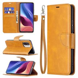 Classic Sheepskin PU Leather Phone Wallet Case for Xiaomi Mi 11i / Poco F3 - Yellow