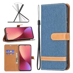 Jeans Cowboy Denim Leather Wallet Case for Xiaomi Mi 12 - Dark Blue
