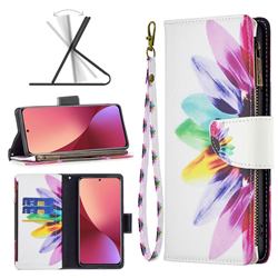 Seven-color Flowers Binfen Color BF03 Retro Zipper Leather Wallet Phone Case for Xiaomi Mi 12