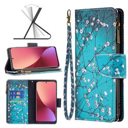 Blue Plum Binfen Color BF03 Retro Zipper Leather Wallet Phone Case for Xiaomi Mi 12